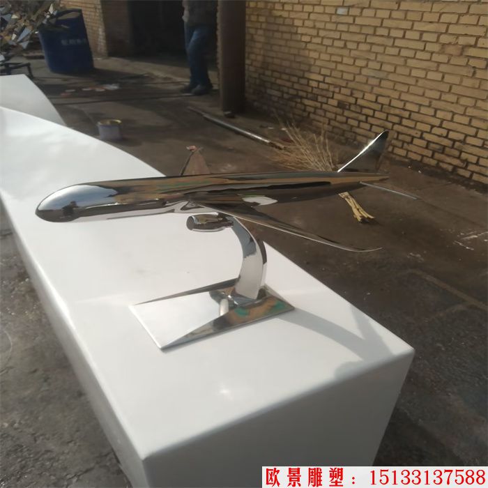 不銹鋼鏡面飛機(jī)雕塑 飛機(jī)模型 (2)