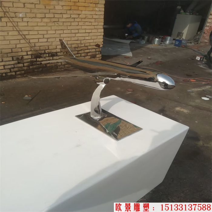 不銹鋼鏡面飛機(jī)雕塑 飛機(jī)模型 (4)