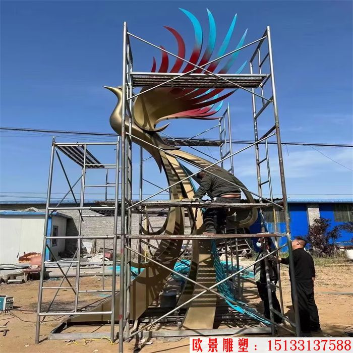 不銹鋼鳳凰雕塑 創(chuàng)意造型鳳凰 藝術(shù)鳳凰 (3)