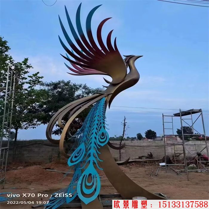 不銹鋼鳳凰雕塑 創(chuàng)意造型鳳凰 藝術(shù)鳳凰 (4)