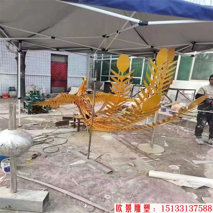 不銹鋼鳳凰雕塑 創(chuàng)意造型鳳凰 藝術(shù)鳳凰 (5)