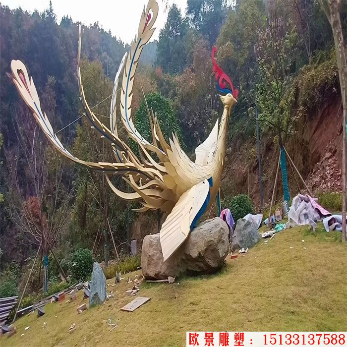 不銹鋼鳳凰雕塑 創(chuàng)意造型鳳凰 藝術(shù)鳳凰 (7)